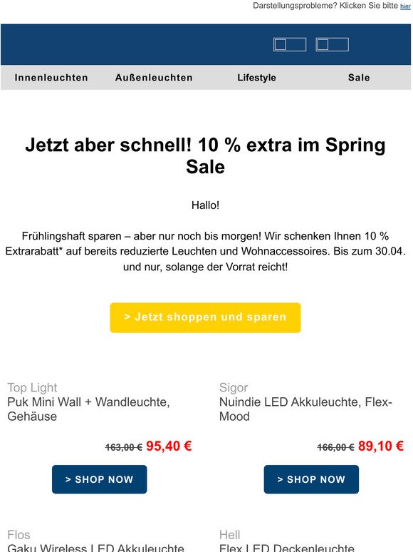 Hallo! -10 % on top in unserem SPRING Sale