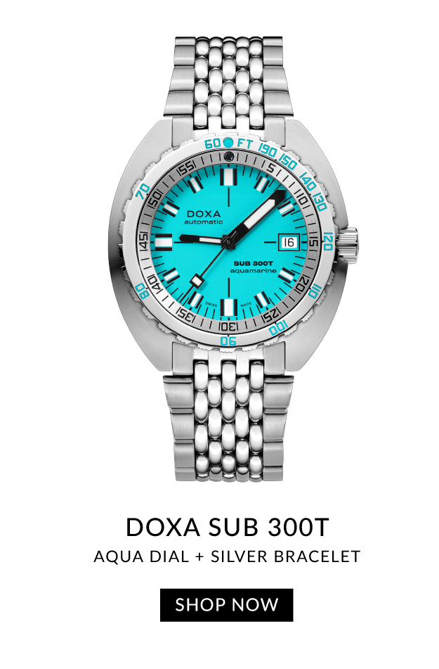 DOXA SUB 300T Aqua Dial and Silver Bracelet | SHOP NOW