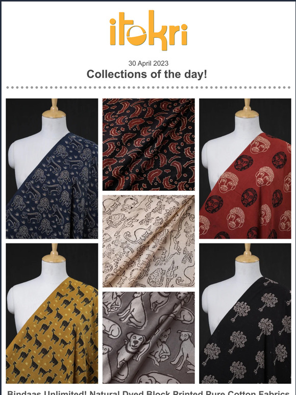 ➊ Bindaas Block Printed Cotton Fabrics ➋ Batik Prints Mul Cotton Stoles ➌ Lucknowi Chikankari Cotton Shorts ➍ Kutch Embroidery Leather Wallets & Bags