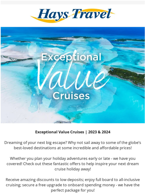 Hays Travel Exceptional Value Cruises 2023 & 2024 Milled