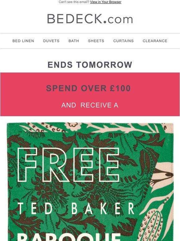 Ends Tomorrow! FREE Ted Baker Beach Towel! 🏖️