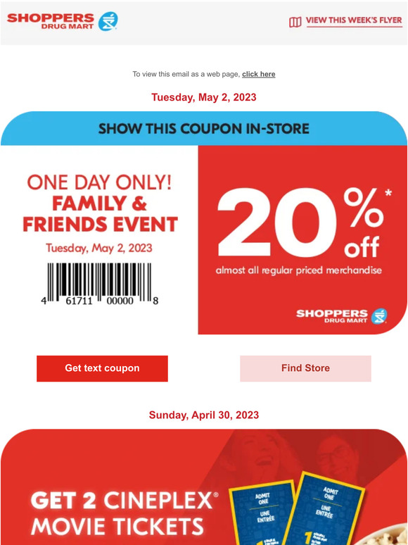 20% off. One Day Only. Family & Friends Event