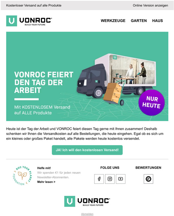 Kostenloser Versand am Tag der Arbeit! 📦