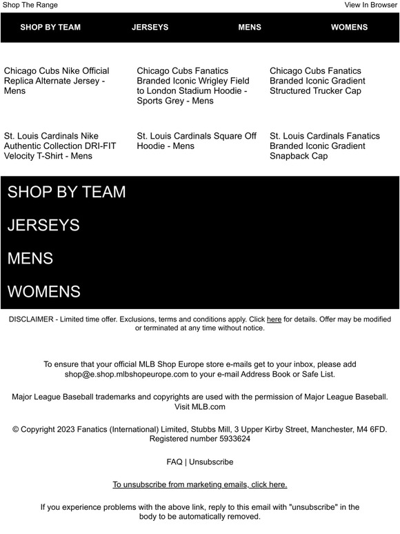 Major League Baseball ES Shop Your Team Colours London Series 2023