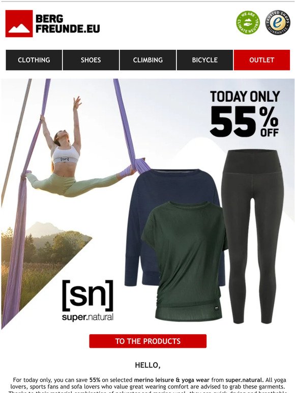⏰Today only: 55% off merino jumpers, leggings and t-shirts from super.natural