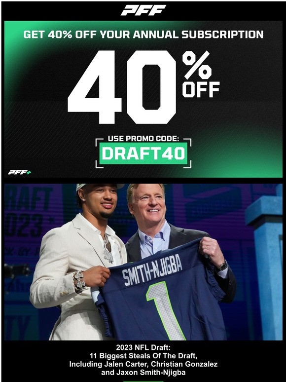 DRAFT40 Sale (40% Off PFF+ Annual), NFL Draft