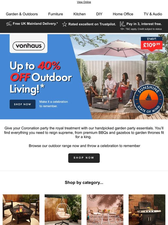 🥳 Celebrate with up to 40% off Outdoor Living*