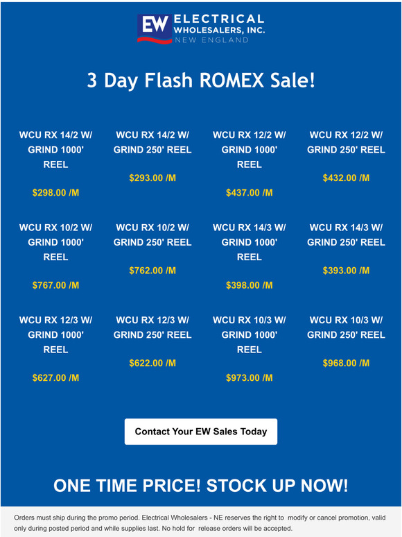 FLASH SALE!! One-Time Romex Prices❗ May 2-5th Only