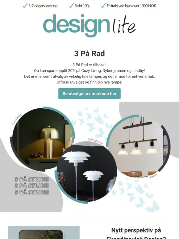 Du kan spare opptil 20% på Cozy Living, DybergLarsen og Lindby!💡