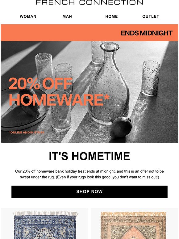 Final hours to shop 20% off home