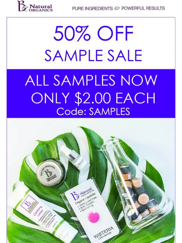 Final Days For Our  50% Off All Samples Sale
