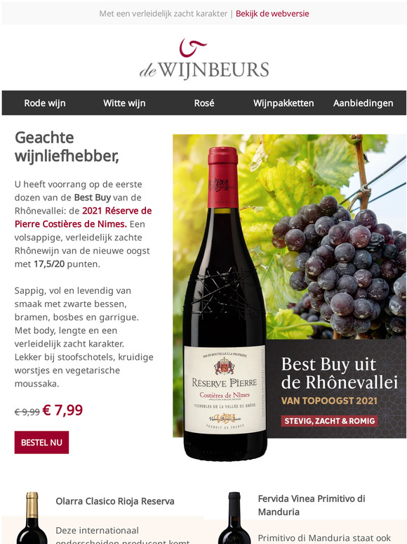 Volsappige Rhônewijn van nieuwe oogst