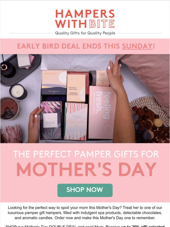 HURRY! Up to 20% off Mother's Day Gifts ends SUNDAY