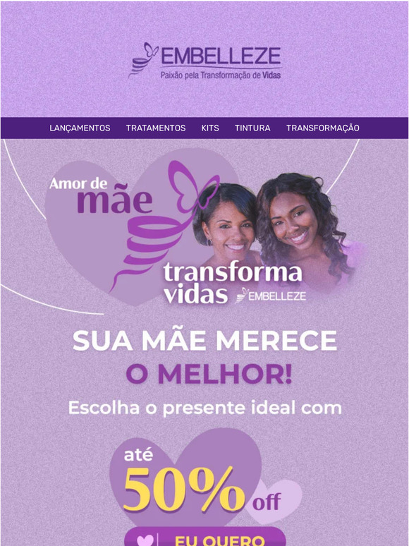 Oferta Especial para o mês das mães: até 50% Off em produtos💜