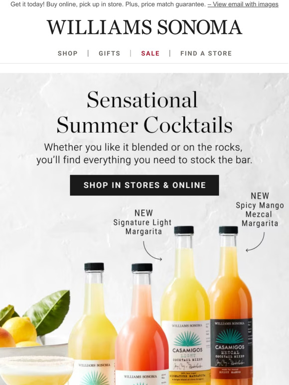 WilliamsSonoma Introducing NEW Casamigos cocktail mixers to spice up