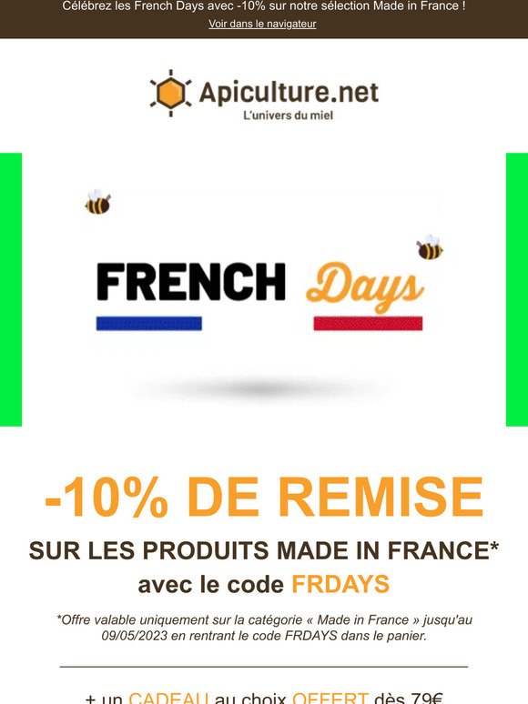 French Days : -10% sur le 🇫🇷 🐝 !