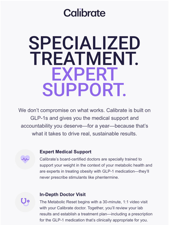 Calibrate Get handson GLP1 medication guidance. Milled