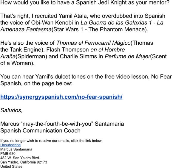 Free Spanish Video: May the 4th be with you