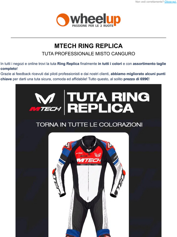 Tuta moto intera misto canguro Ring Replica Bianco / Rosso Fluo