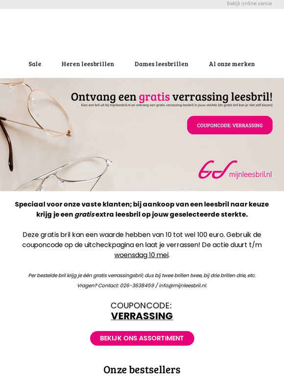 Verrassing! Een gratis extra leesbril op jouw sterkte