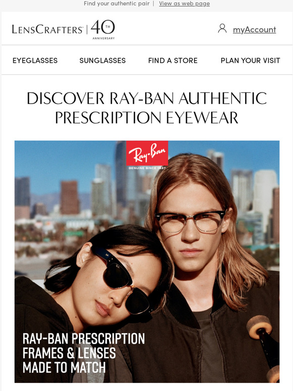 LensCrafters RayBan prescription frame and lenses Milled