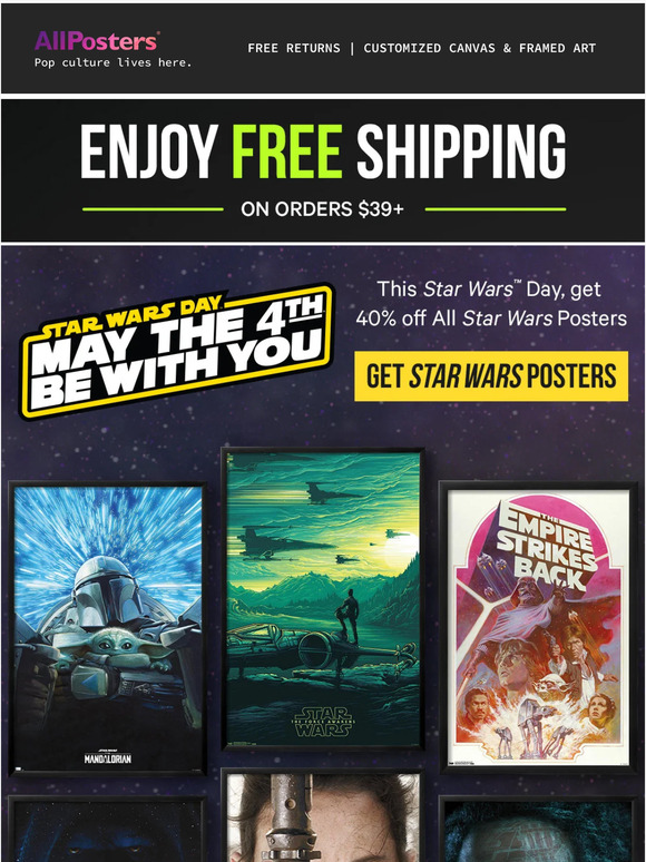 Get 40% off Posters this Star Wars Day!