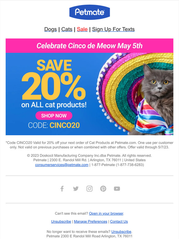 Celebrate Cinco De Meow with 20% OFF Cat Products