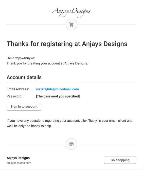 Thanks for registering at Anjays Designs