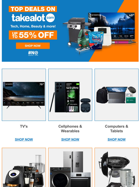 Hi —, get up to 55% OFF Top Deals from takealot.com 🛒