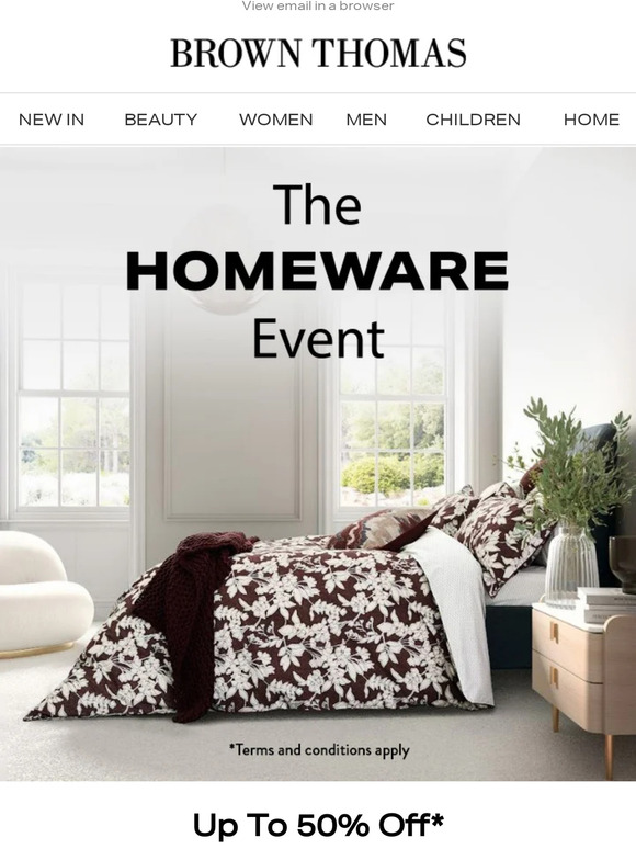 Up to 50% off* homewares for summer