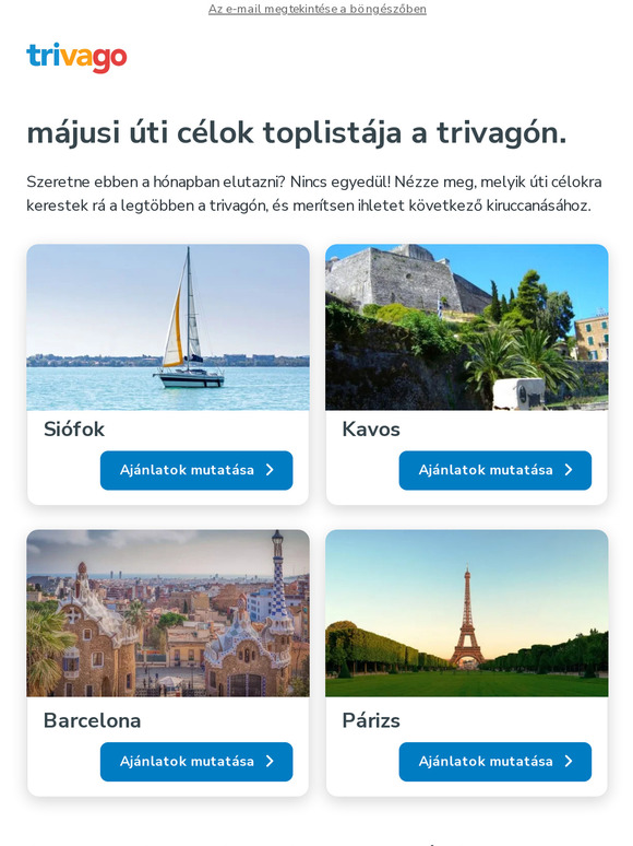 Most felkapott: májusi úti célok toplistája