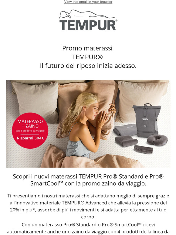 Risparmia 304 € sul pacchetto materasso + zaino!