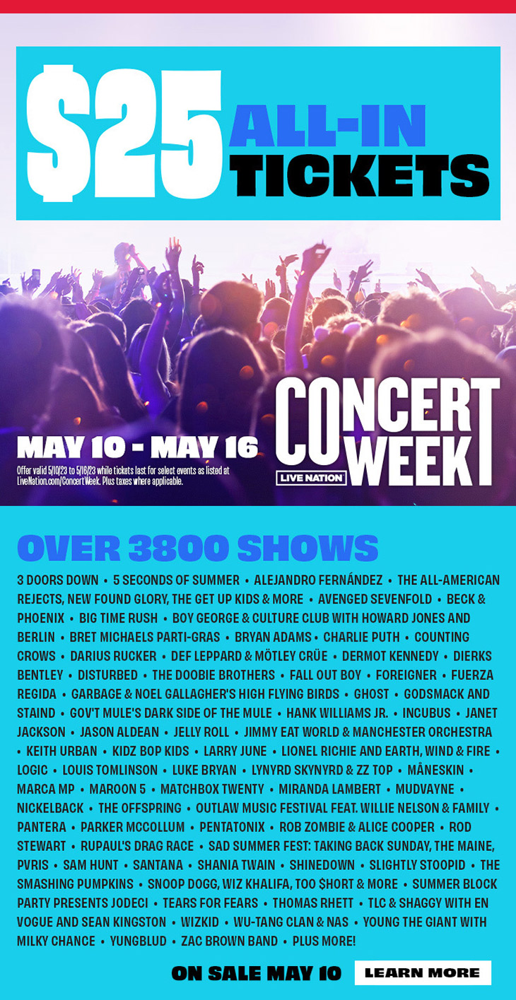 LiveNation: Concert Week Is Back! Get $25 All-In Tickets To Over 3800 ...