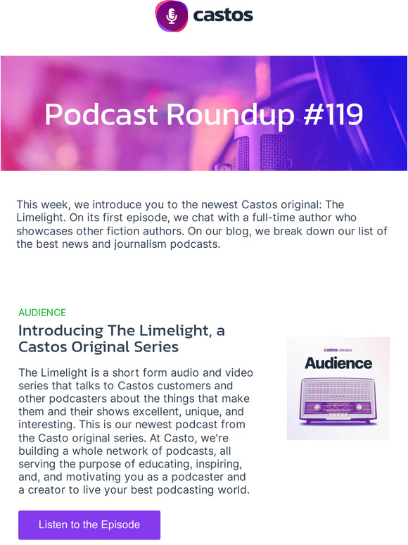 A new Castos original podcast, showcasing fiction authors, and our favorite news podcasts