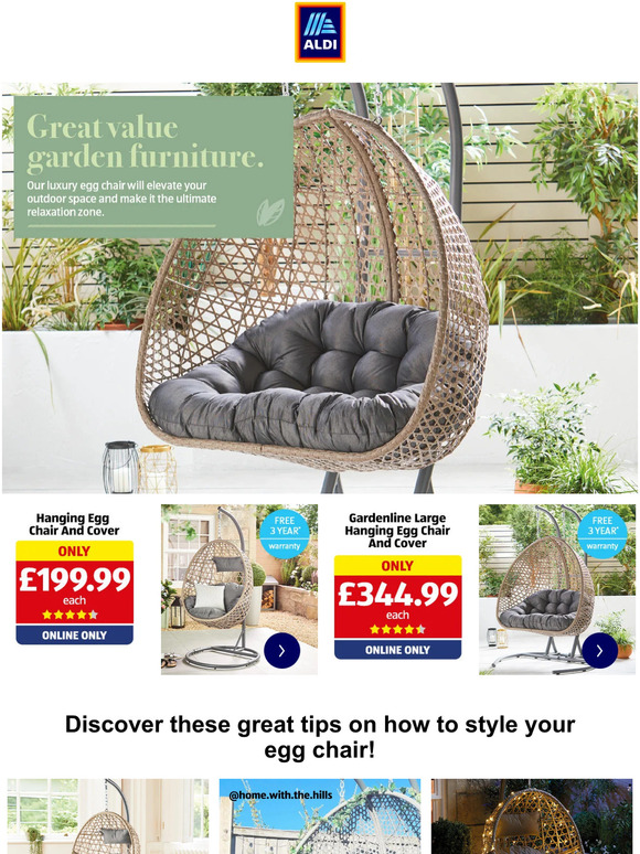 Aldi Experience ultimate comfort with the Aldi Egg Chair! Milled