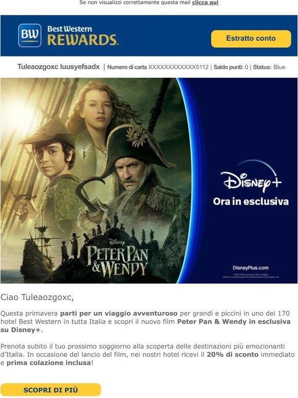 🎬 Peter Pan & Wendy di Disney: parti all’avventura nei nostri hotel