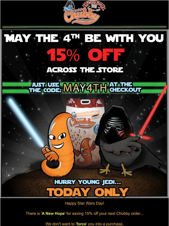 May The 15% OFF Be With You...