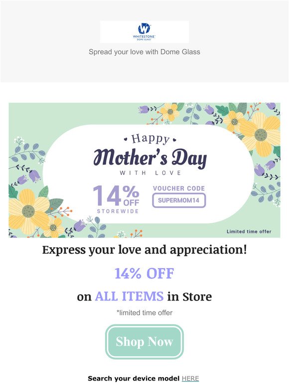 Spoil Mom With 14% Off Dome Glass!