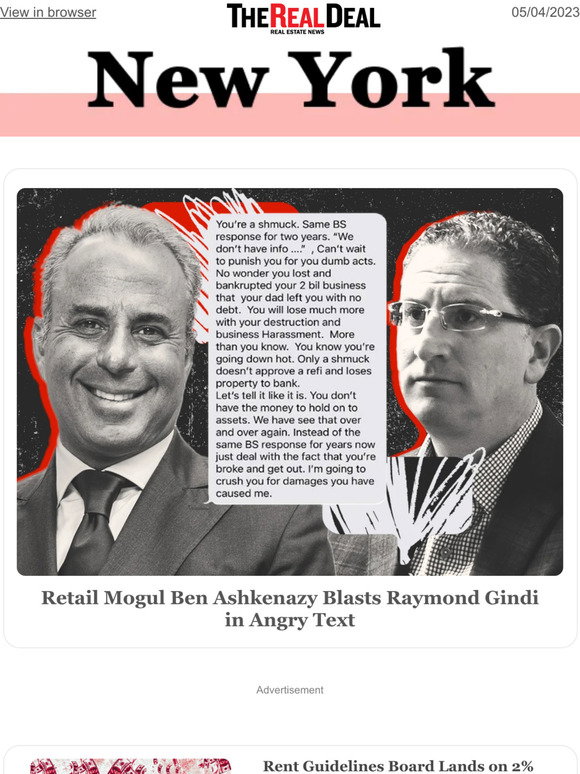 The Real Deal: Ashkenazy blasts Gindi in angry text; Rent board eyes 5% ...