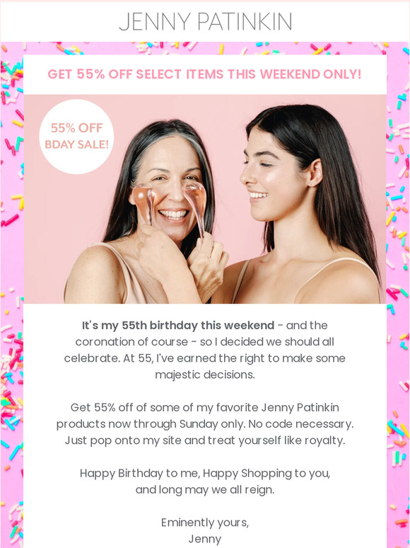 Jenny's 55th Birthday 55% Off Sale