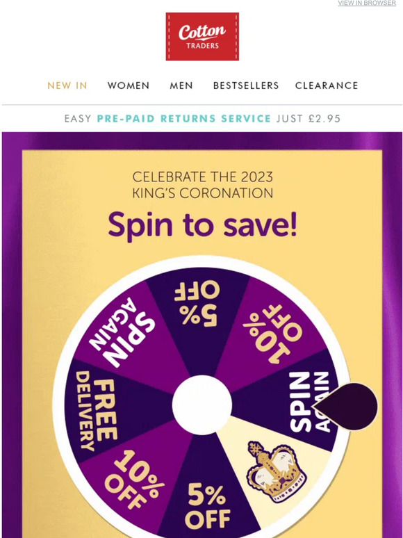 Cotton Traders Spin to reveal your royal reward! 👑 Milled