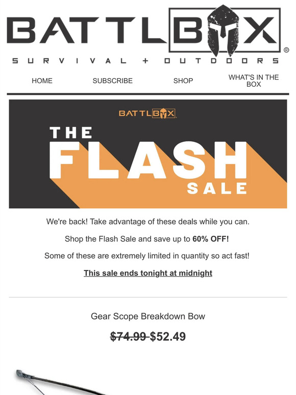 Save 60% OFF camping and survival essentials!