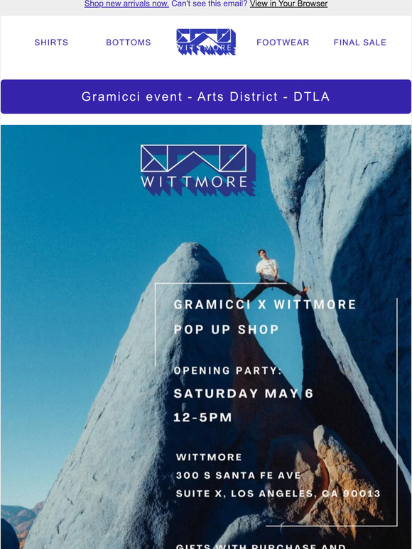 Saturday Gramicci event + new shirts and tees for spring
