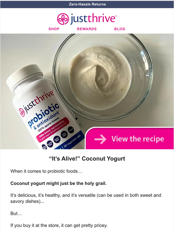 “It’s alive” coconut yogurt (recipe)