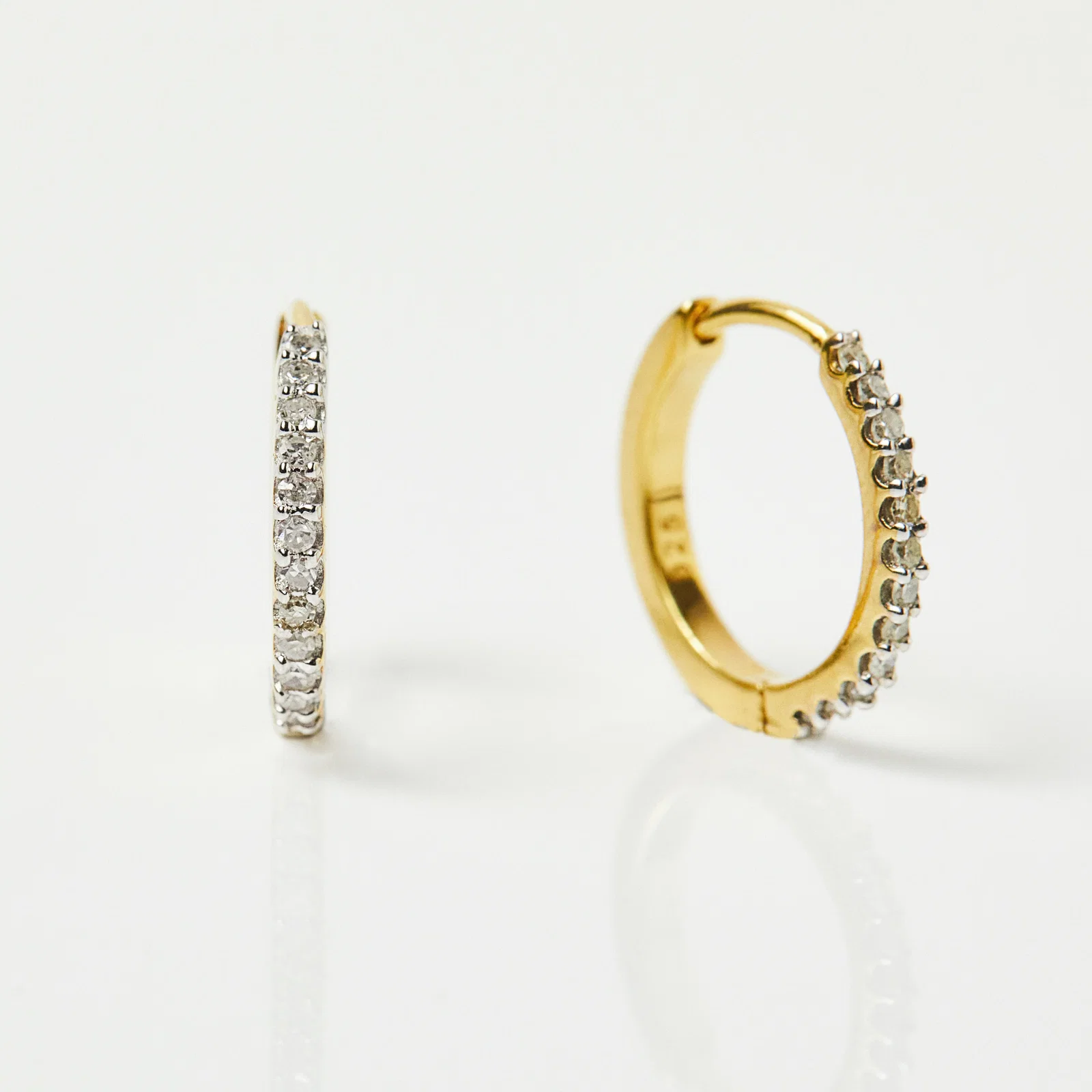 Image of Mini Diamond Huggie Hoops