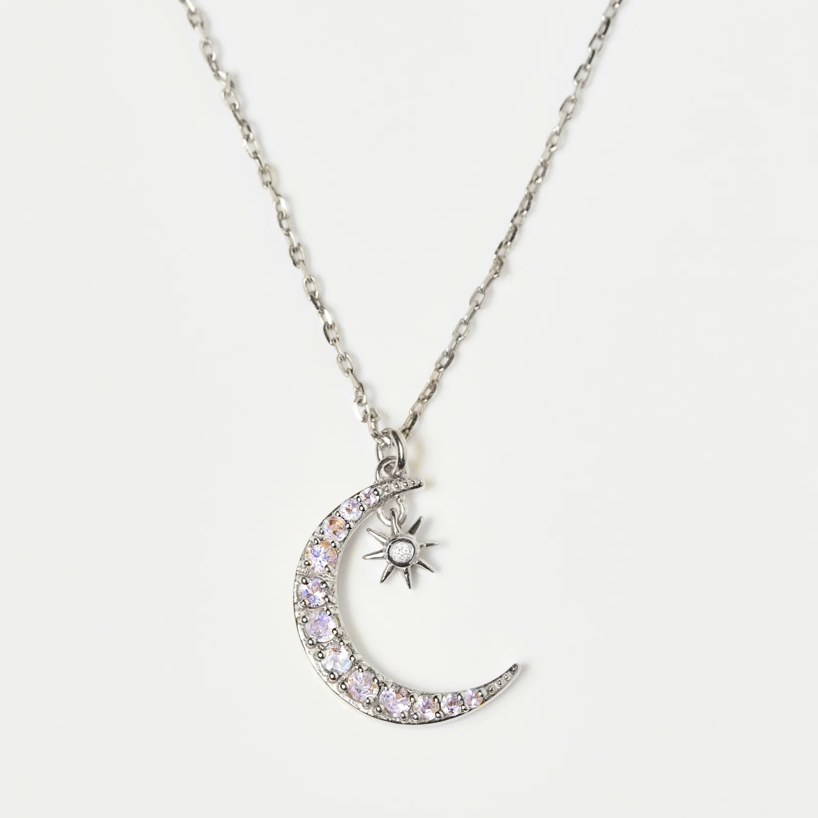 Image of Moon & Star Necklace in Moonstone & Diamond