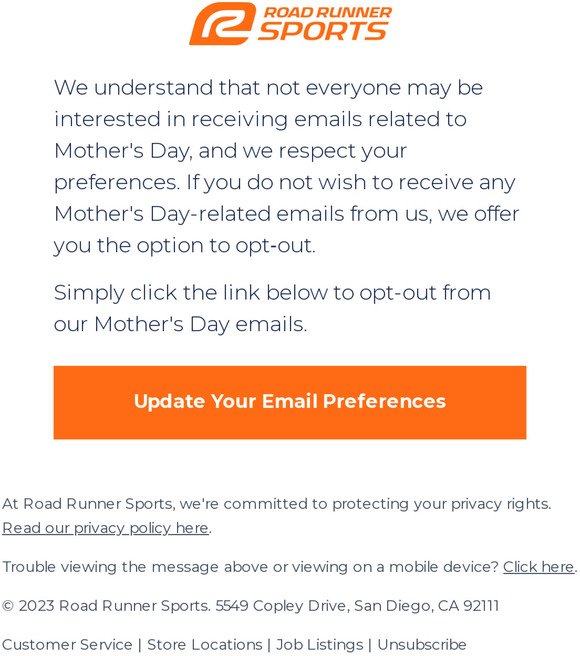 Opt Out From Mother's Day Emails