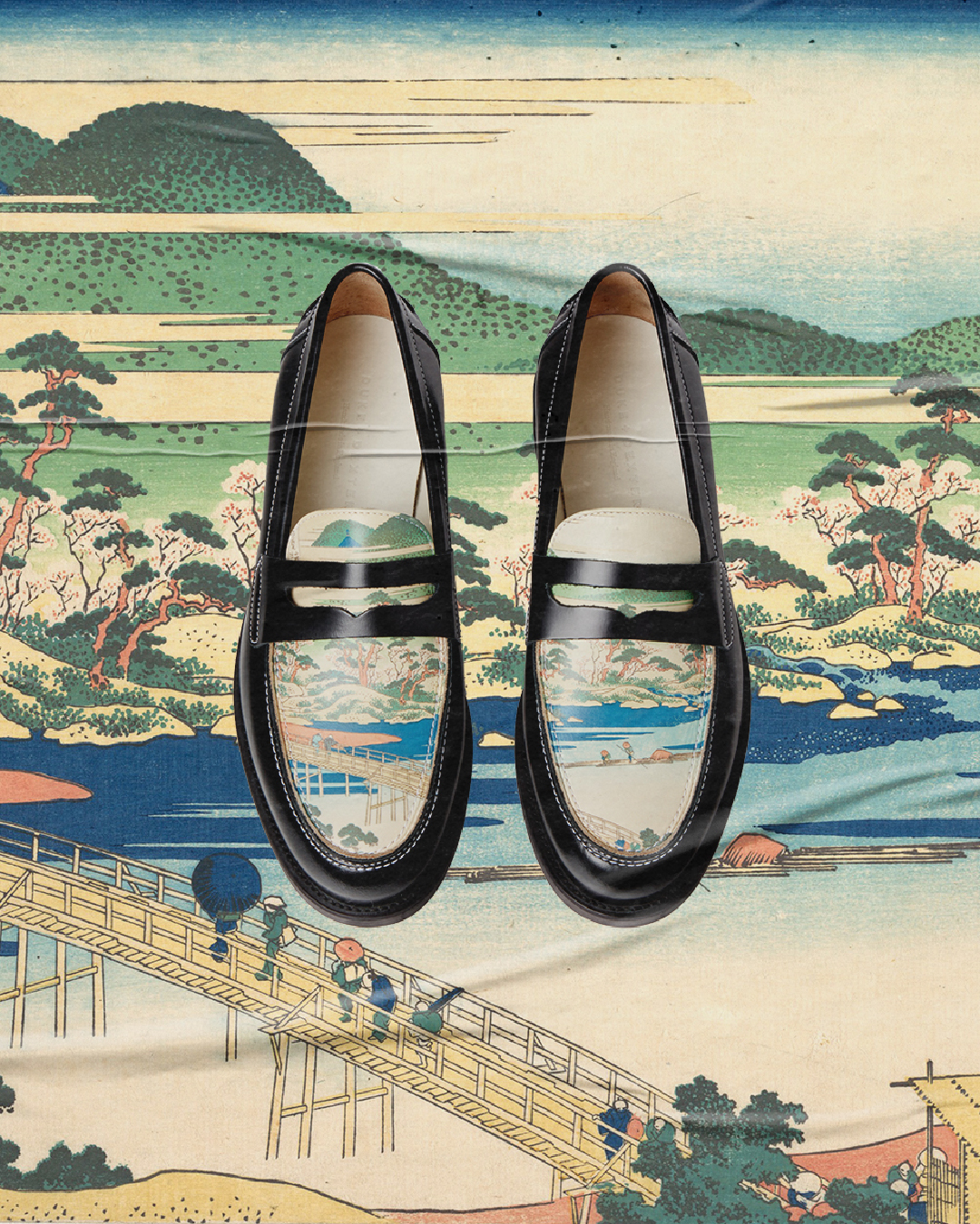 Duke & Dexter: NEW | Hokusai Printed Penny Loafers | Milled