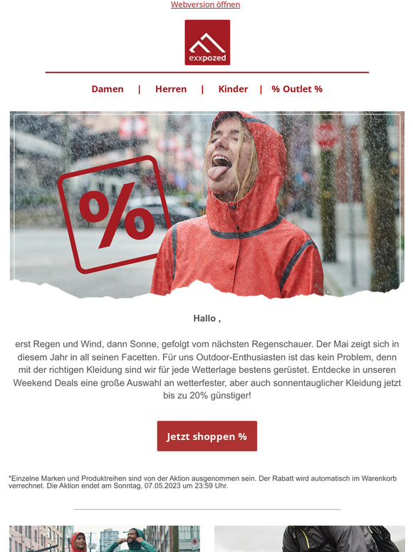 % Weekend Deals | -20% auf wetterfeste Bekleidung sichern*