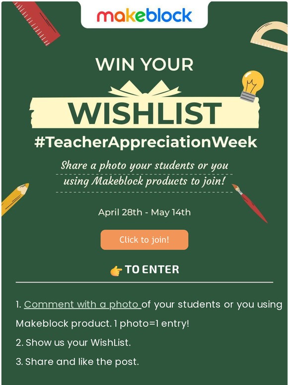 Makeblock (Hong Kong) Company Limited Win Your Wishlist! 🎁｜Teacher